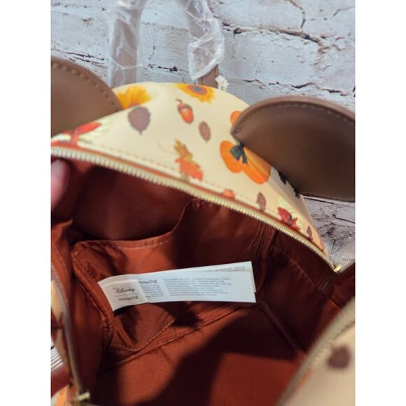 Loungefly Disney Minnie Mouse Fall Pumpkin Mini Backpack New - Picture 7 of 7